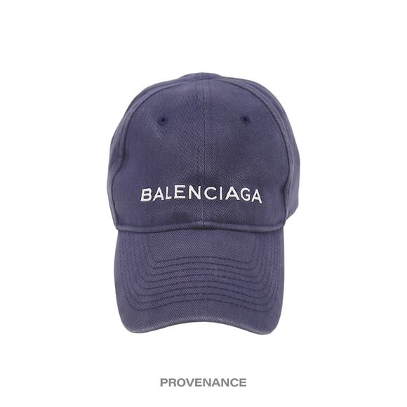 🔴 Balenciaga Embroidered Logo Cap - Washed Navy - Picture 1 of 11